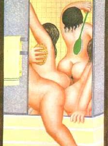 A Bathroom by Beryl Cook